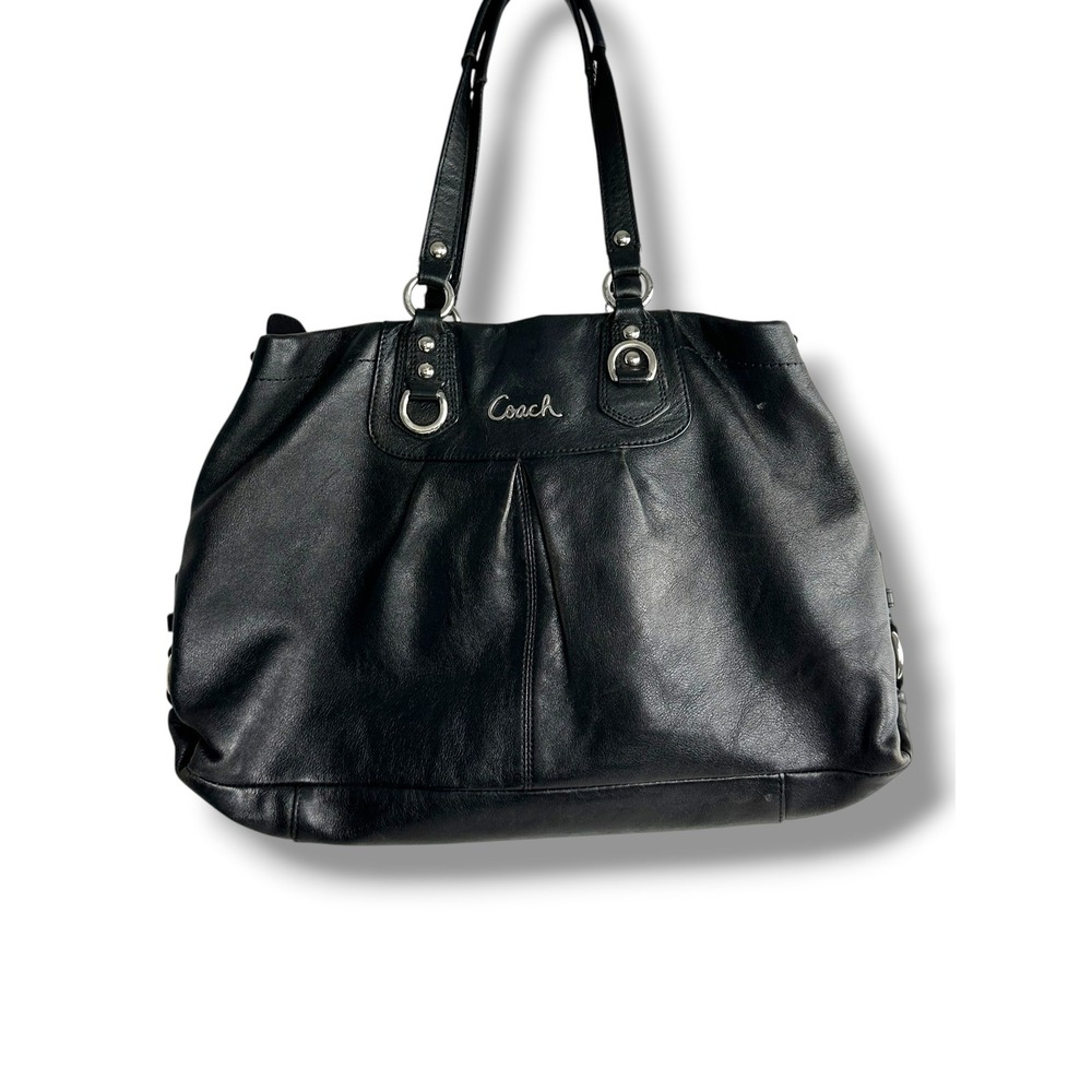 Coach Madison Sophia Satchel Women Large Black Excellent Leather F15513 Pleated